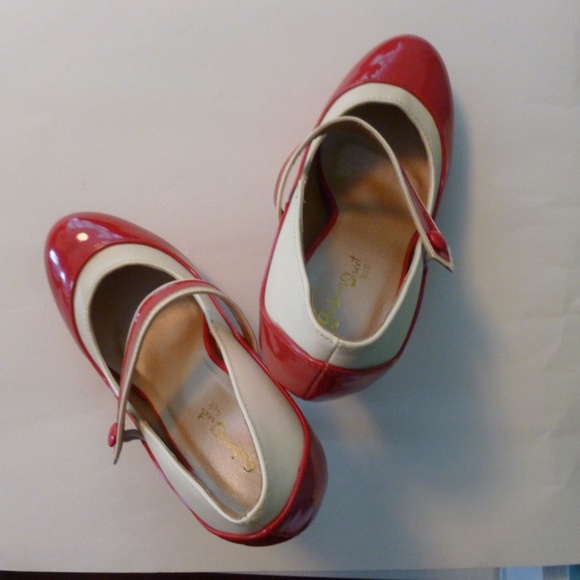 Pin-up girl Mary Jane pumps - Red & Cream - Picture 4 of 5